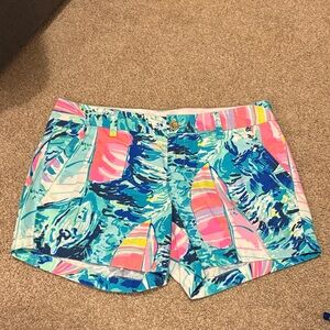 Lilly Pulitzer Blue and Pink Women's Cargo Shorts